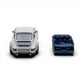 Lot57Supplies Diecast Shop DeepMaker Singer DLS 1:64 scale model in Sport Classic Grey resin with blue interior and display base.
