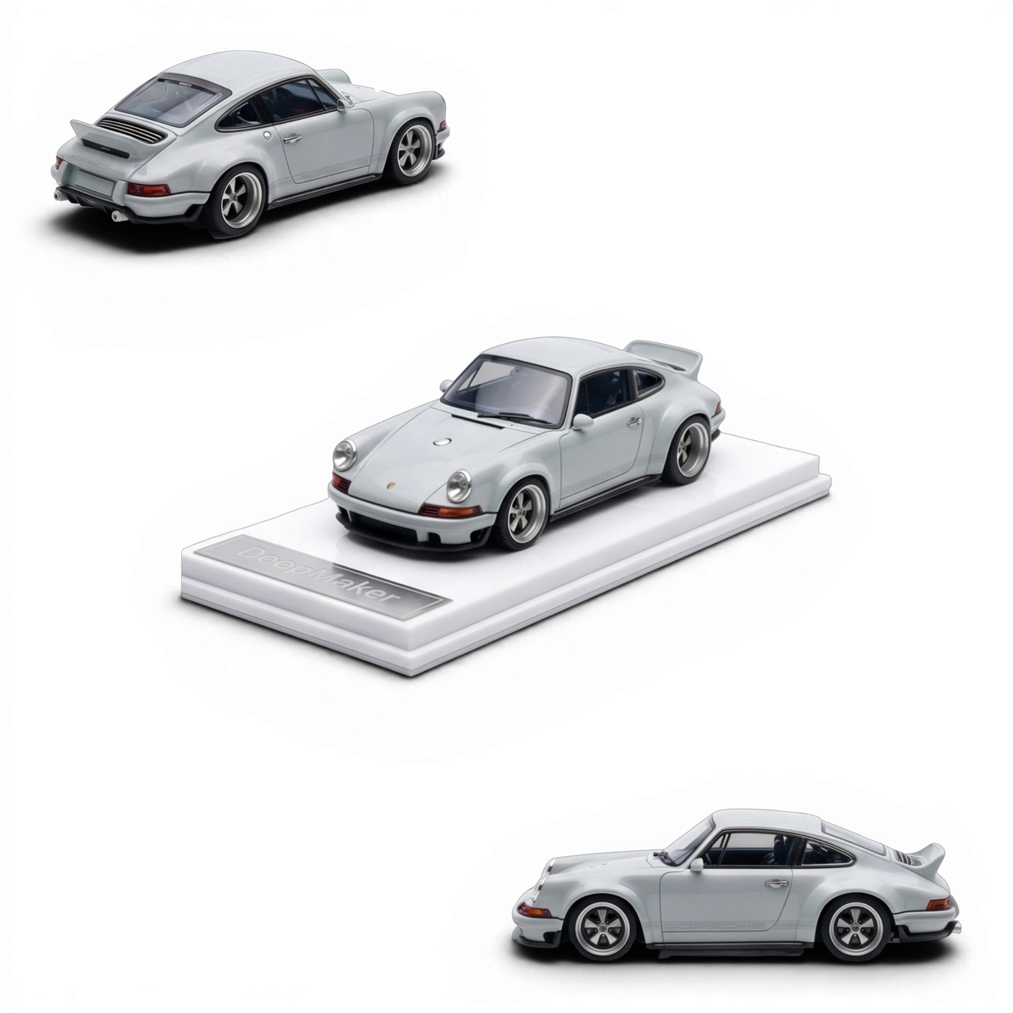 Lot57Supplies Diecast Shop DeepMaker Singer DLS 1:64 scale model in Sport Classic Grey resin with acrylic display base.