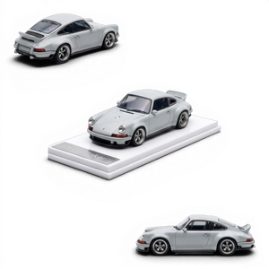 Lot57Supplies Diecast Shop DeepMaker Singer DLS 1:64 scale model in Sport Classic Grey resin with acrylic display base.