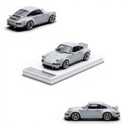 Lot57Supplies Diecast Shop DeepMaker Singer DLS 1:64 scale model in Sport Classic Grey resin with acrylic display base.