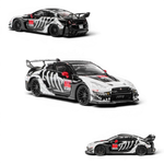 Lot57Supplies Diecast Shop 1:64 scale Demon King Auto GTR35 RR with Bone Dragon livery, black, white, and red details, openable hood.
