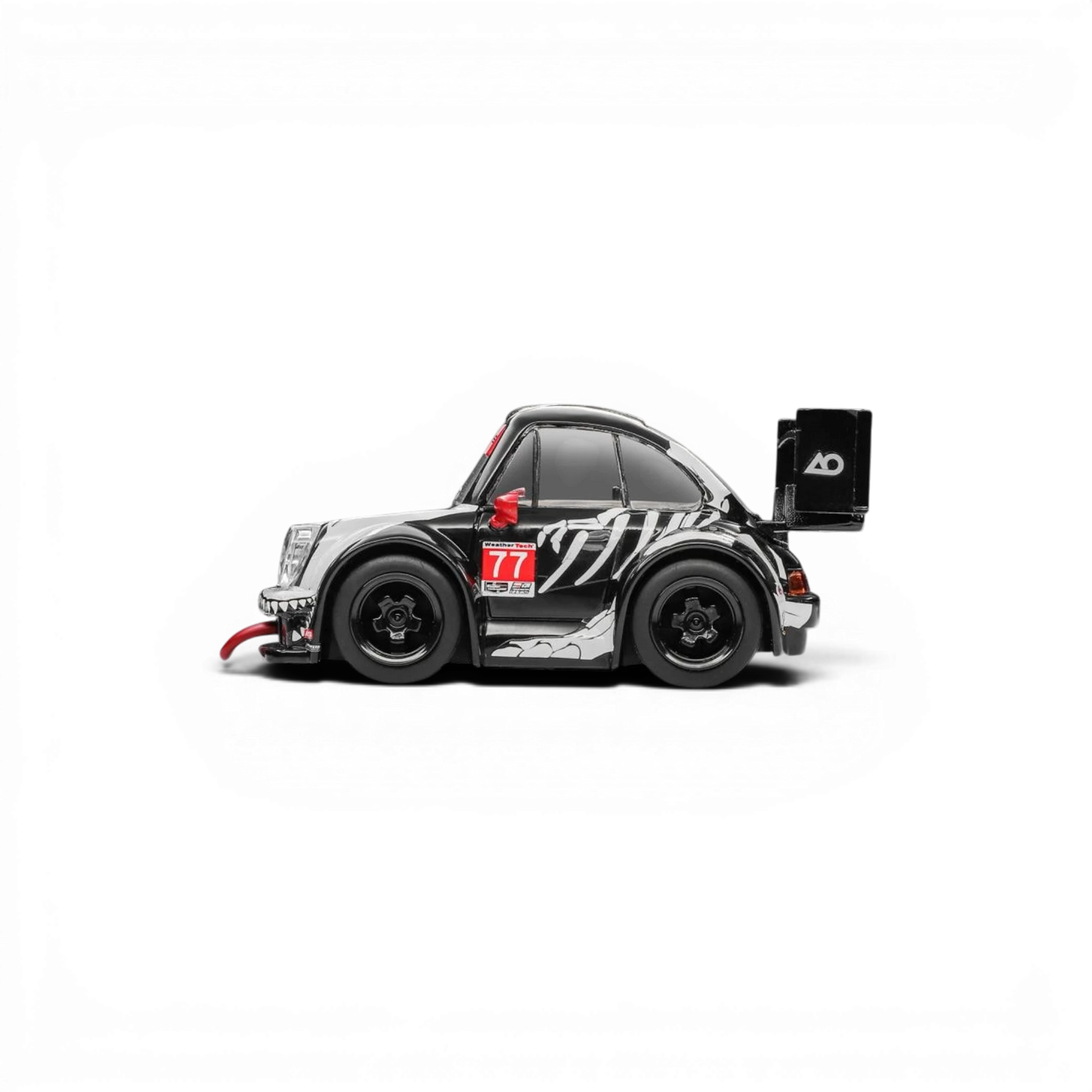 Lot57Supplies Diecast Shop Demon King Auto Q-Version RWB 930 diecast car in black and white Bone Dragon livery
