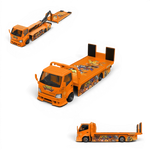 Lot57Supplies Diecast Shop CC H300 Digimon 1:64 scale diecast flatbed transport trailer in orange with character art.