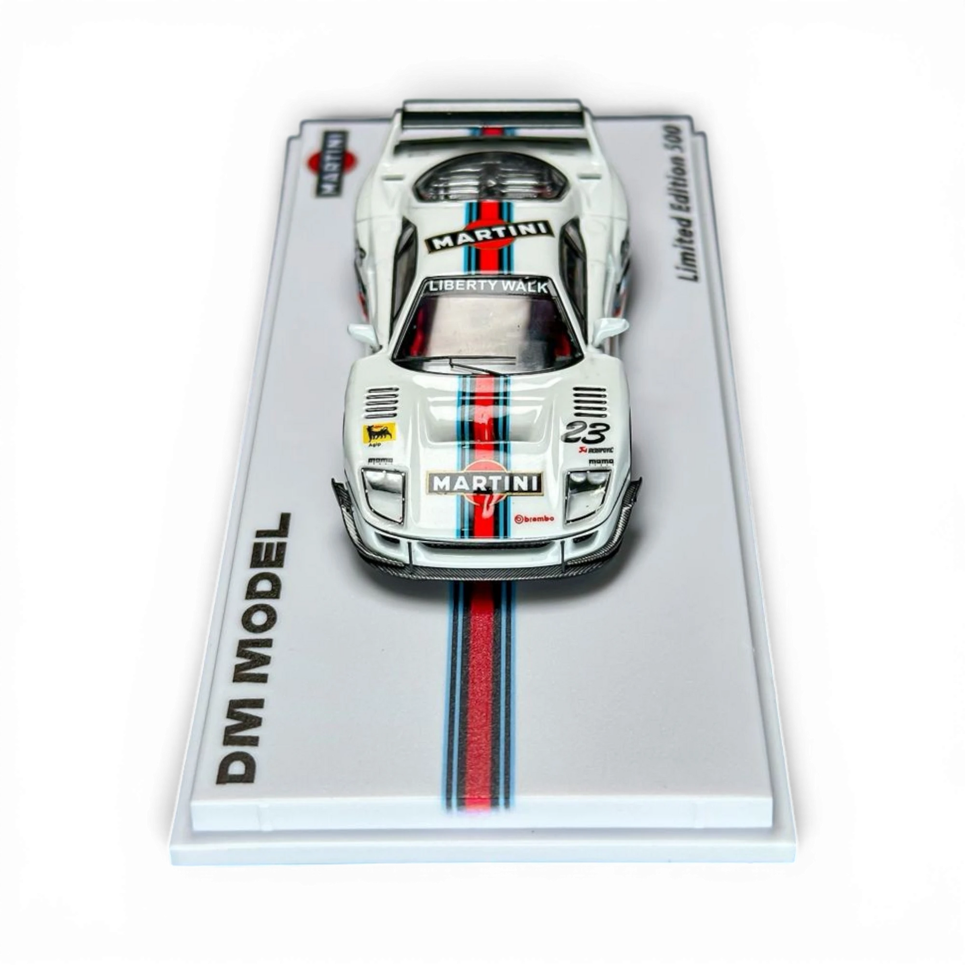 Lot57Supplies Diecast Shop DM Model Liberty Walk F40 diecast car with Martini livery and widebody kit.