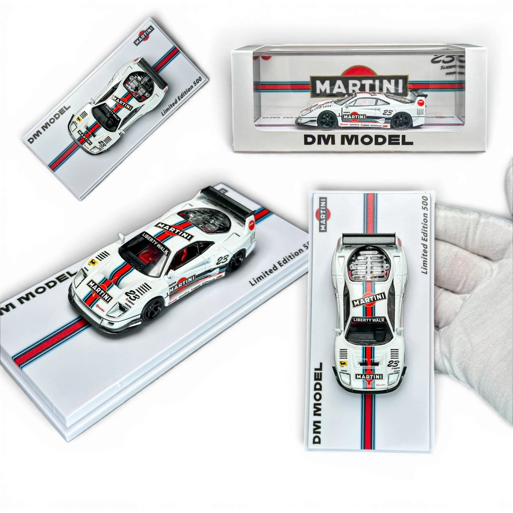 Lot57Supplies Diecast Shop DM Model Liberty Walk F40 1:64 scale diecast model with Martini livery and widebody kit.