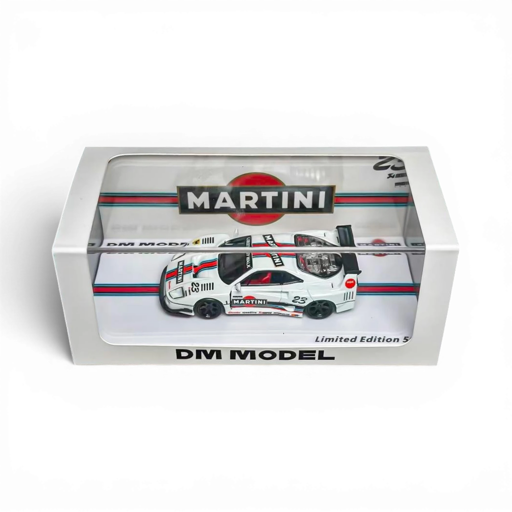 DM Model Liberty Walk F40 1:64 scale diecast model car with Martini livery and widebody kit.