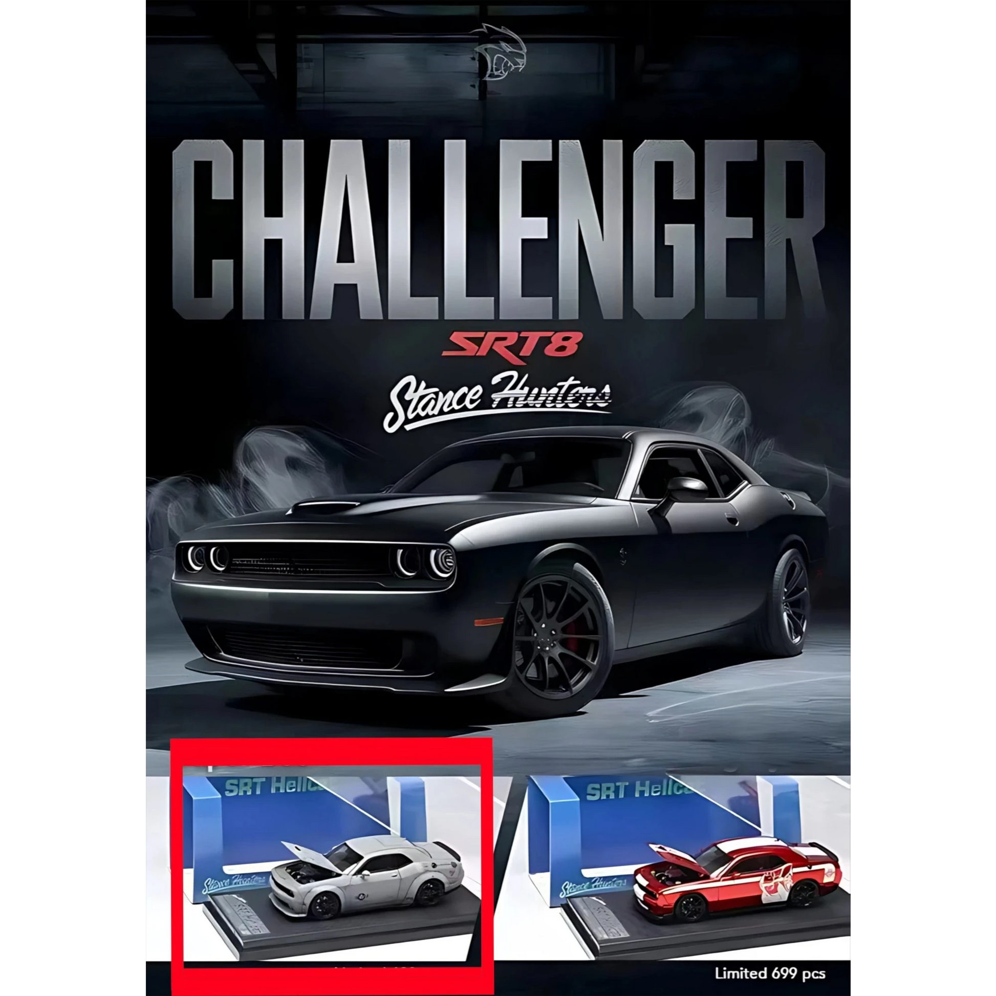 Lot57Supplies Diecast Shop Stance Hunters 1:64 scale Dodge Challenger SRT8 Hellcat in Air Force grey diecast model