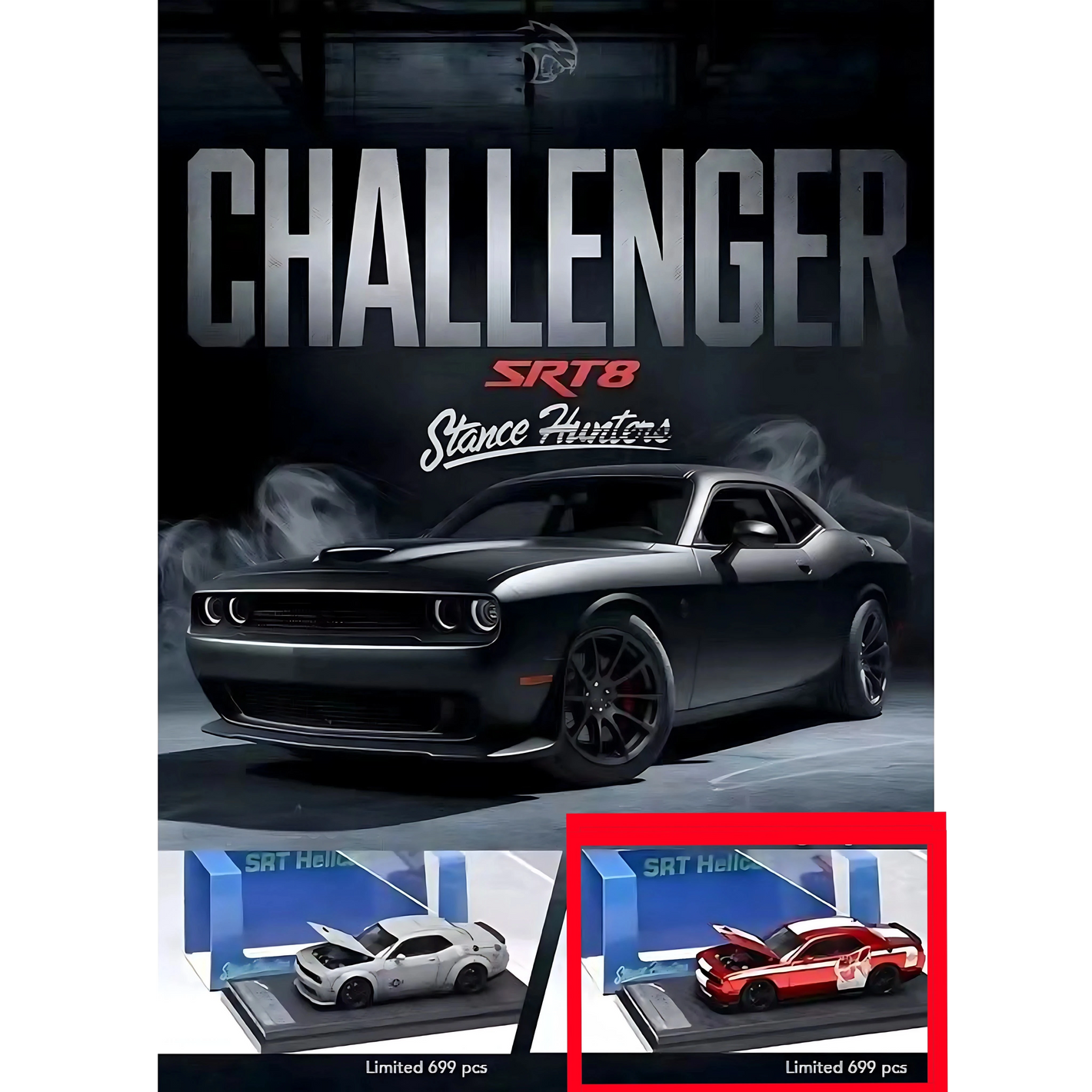 Lot57Supplies Diecast Shop Stance Hunters Dodge Challenger SRT8 Hellcat Super Bee limited edition 1:64 scale model car