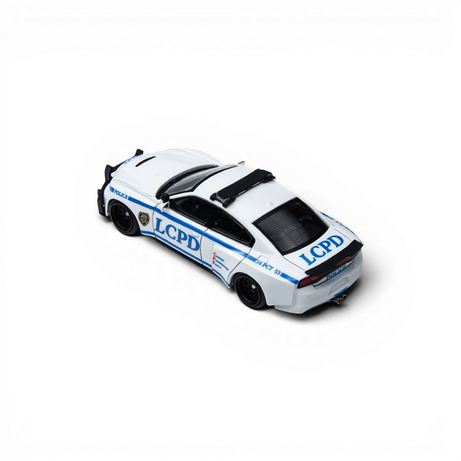 Lot57Supplies Diecast Shop 1:64 scale TimeMicro Dodge Charger Brawler LCPD police car model in white