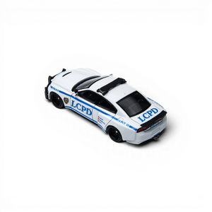 Lot57Supplies Diecast Shop 1:64 scale TimeMicro Dodge Charger Brawler LCPD police car model in white