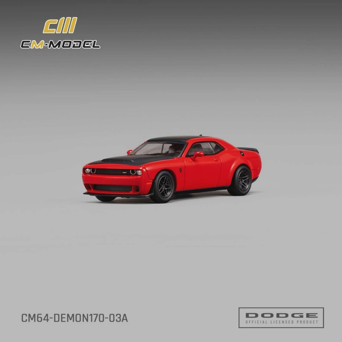 Lot57Supplies Diecast Shop 1:64 scale CM Model Dodge Demon 170 in TorRed with black hood and roof details