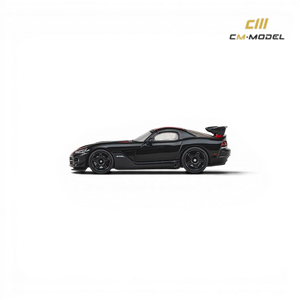 Lot57Supplies Diecast Shop 1:64 scale CM Model Dodge Viper ACR in black with red racing stripes, side profile view.