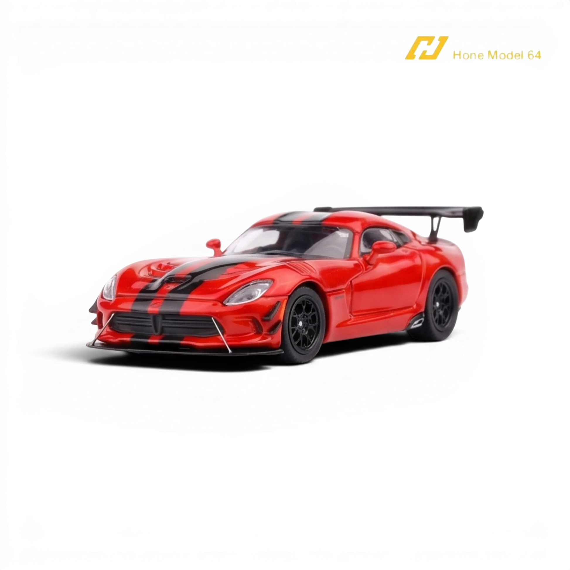 Lot57Supplies Diecast Shop transparent red 1:64 scale diecast Dodge Viper ACR with black racing stripes and rear spoiler.