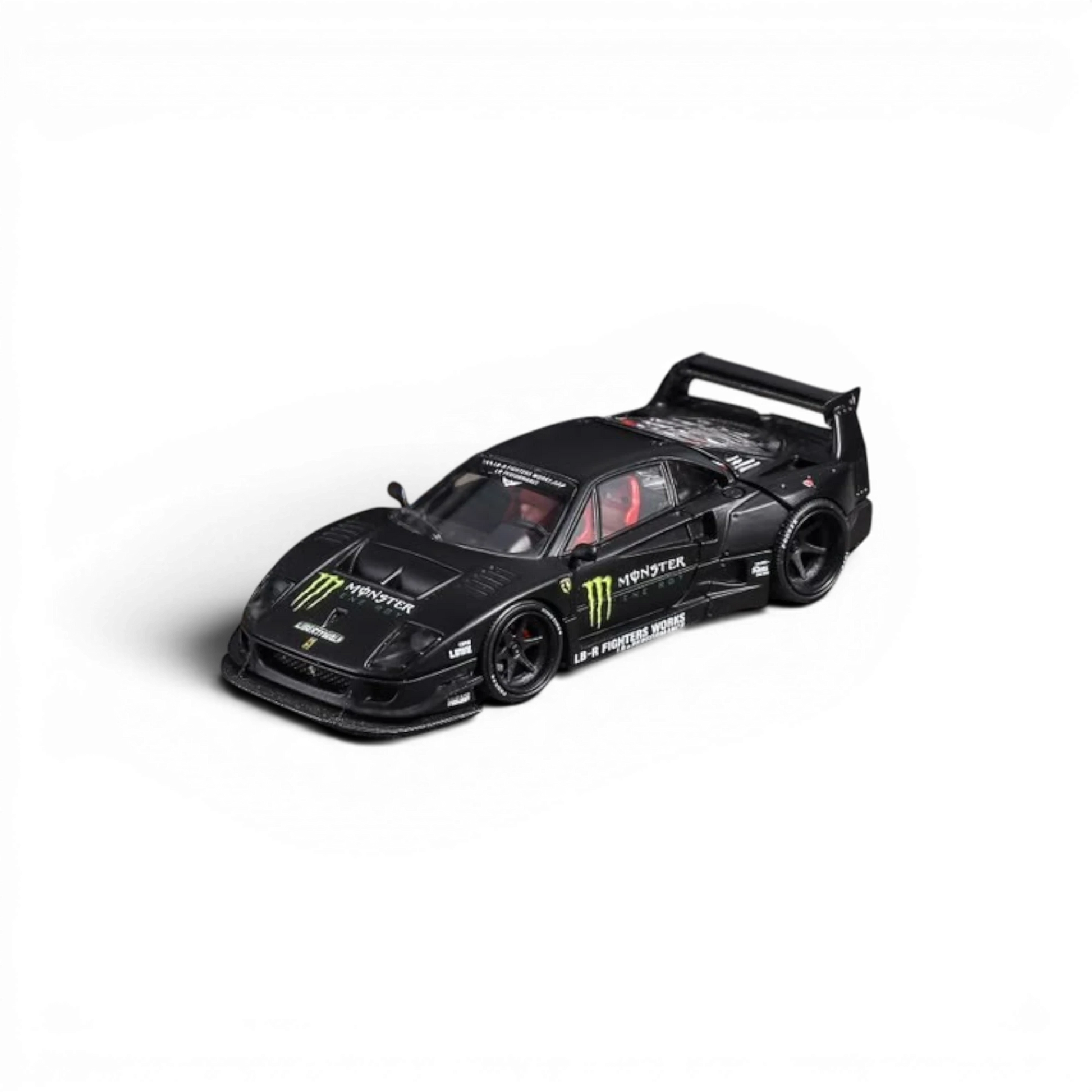 Lot57Supplies Diecast Shop Star Models 1:64 scale black F40 LB-Works wide-body diecast supercar with Monster livery