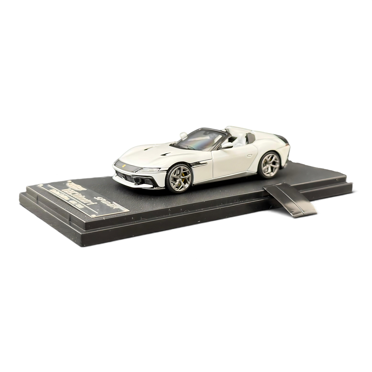 Lot57Supplies Diecast Shop Phantom Knight 1:64 scale white Ferrari 12Cilindri Spider diecast model car on display base