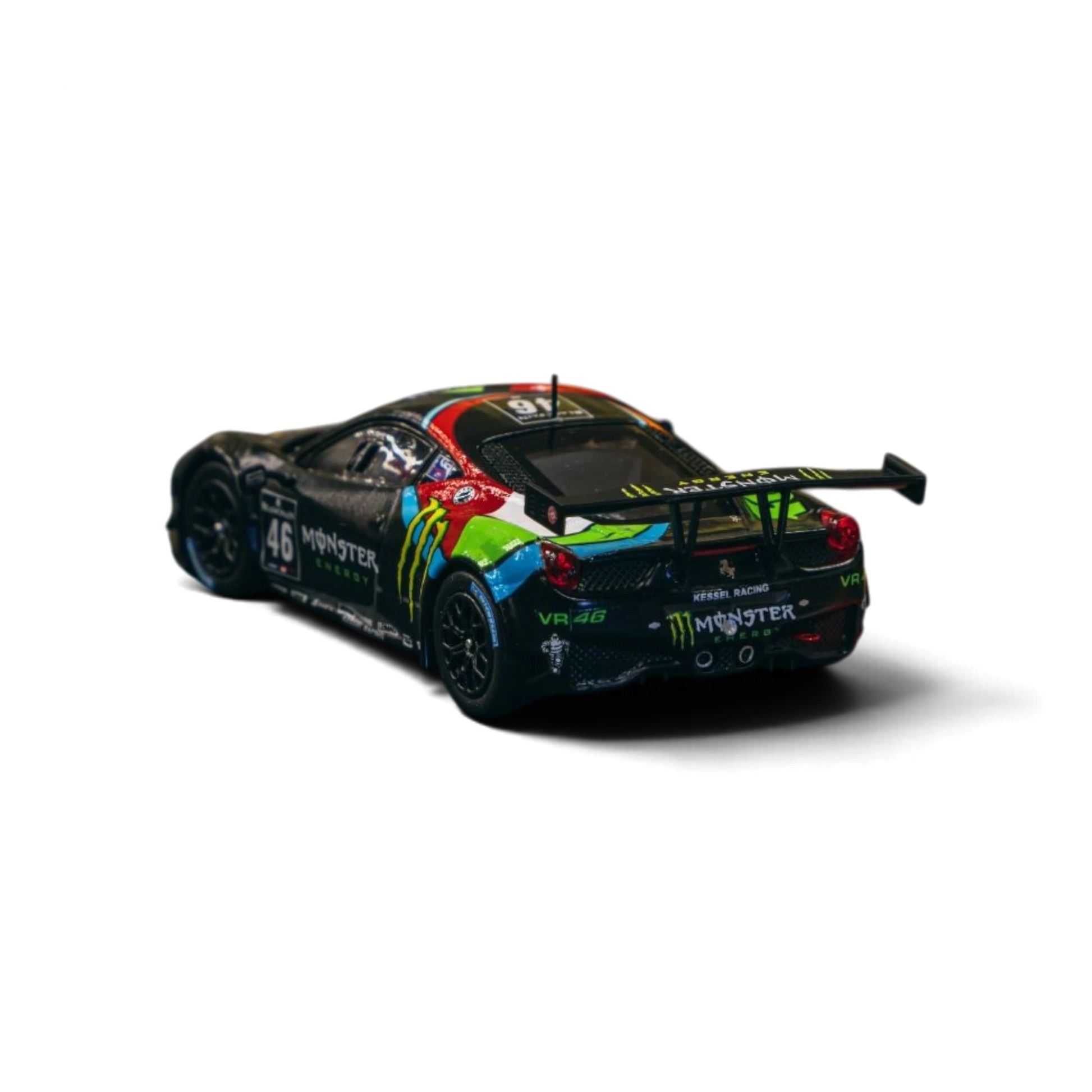Lot57Supplies Diecast Shop 1:64 scale Ferrari 458 Italia GT3 diecast model with Monster Energy livery and rear wing