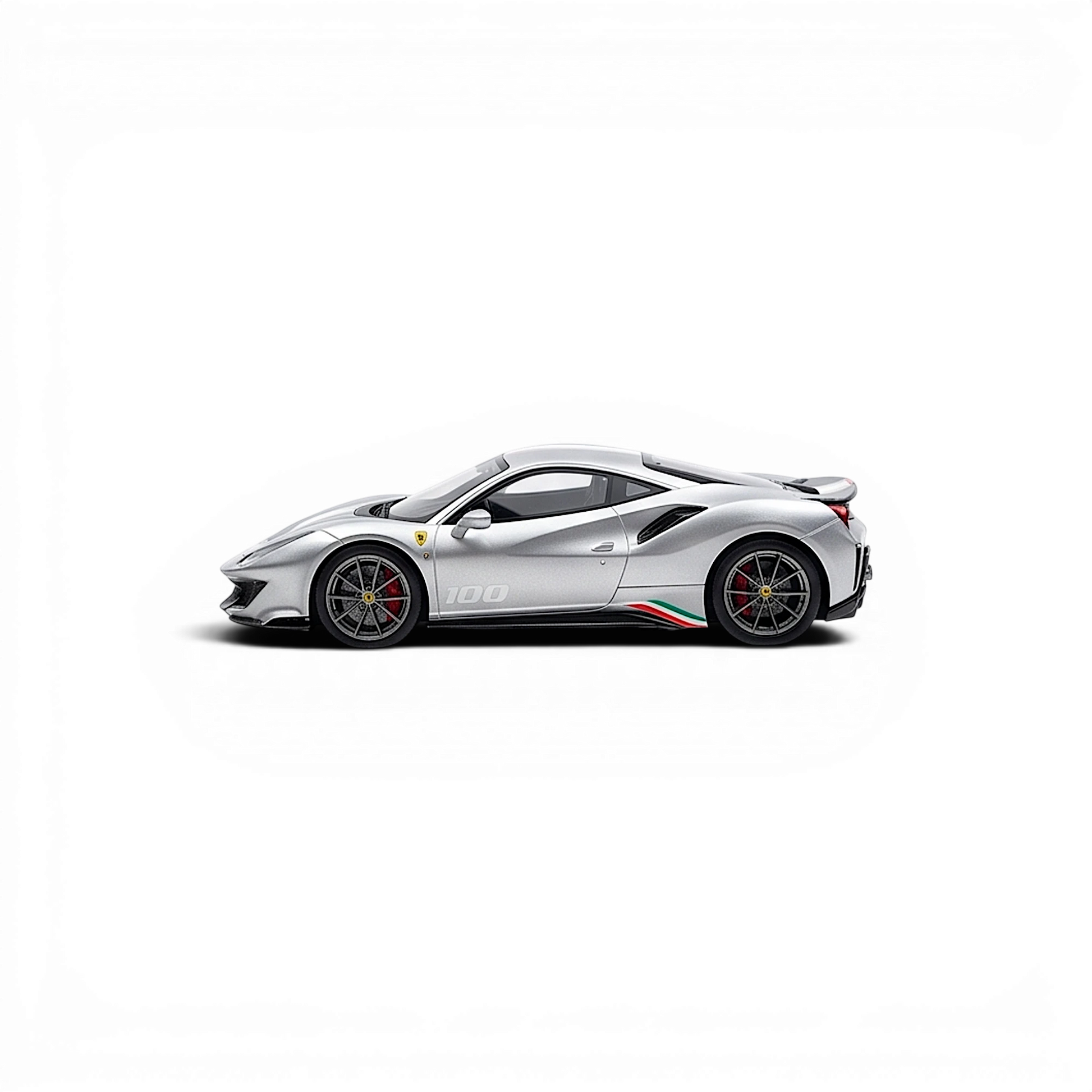 Lot57Supplies Diecast Shop 1:64 scale TOC × EDM Ferrari 488 Champion model car in Nürburgring Silver resin finish.