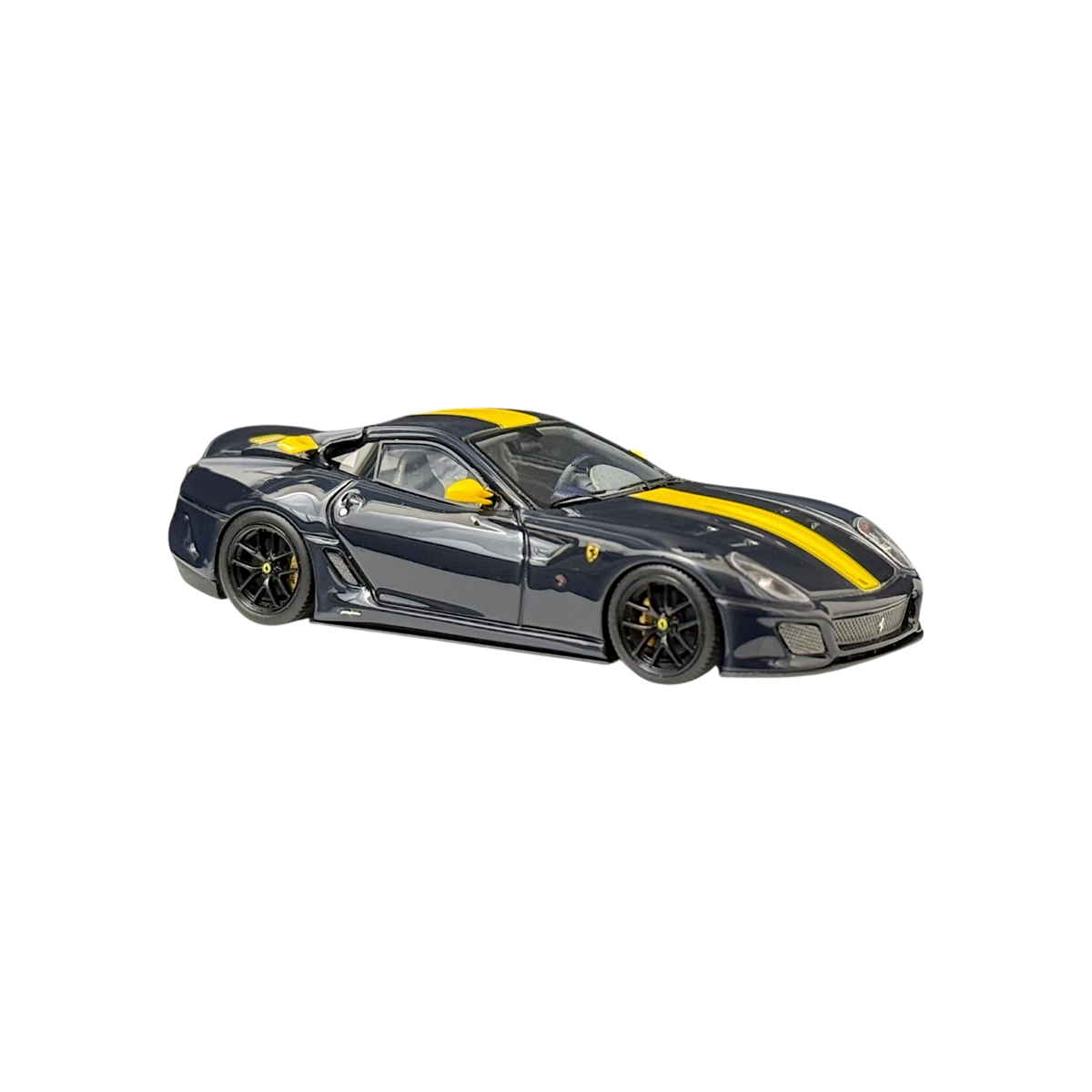 Lot57Supplies Diecast Shop WAM x EDM Ferrari 599 GTO 1:64 scale resin model in dark blue with yellow racing stripe
