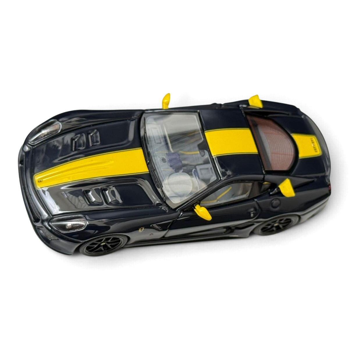 Lot57Supplies Diecast Shop WAM x EDM Ferrari 599 GTO 1:64 scale resin model in dark blue with yellow racing stripe