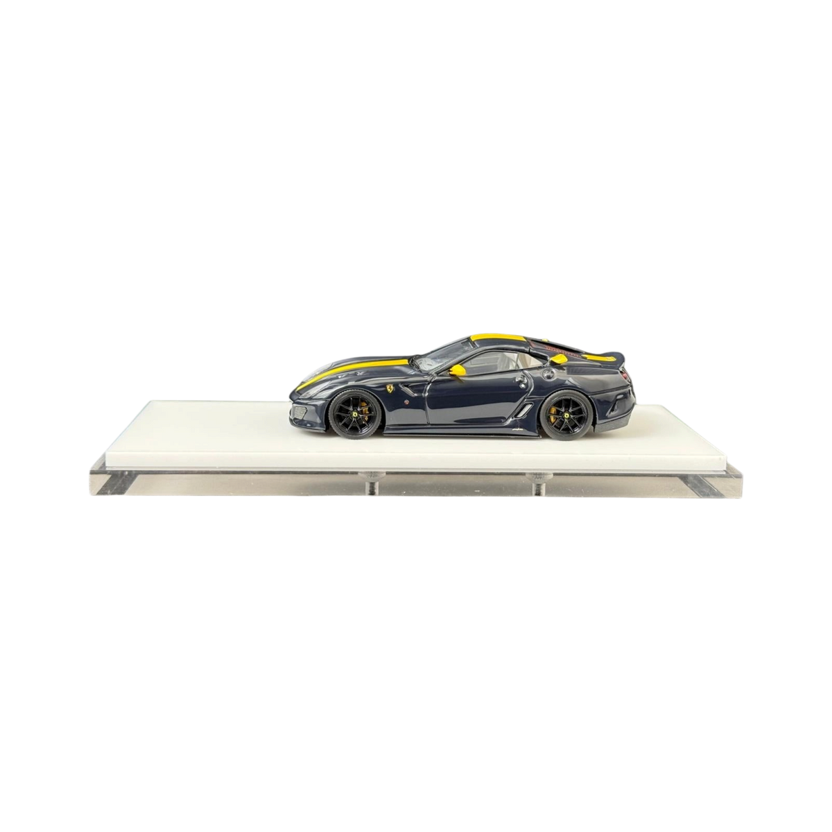 Lot57Supplies Diecast Shop WAM x EDM 1:64 scale resin Ferrari 599 GTO in dark blue with a yellow racing stripe
