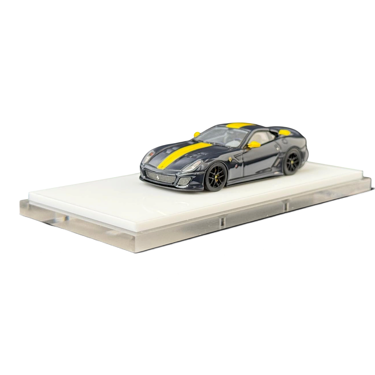 Lot57Supplies Diecast Shop WAM x EDM Ferrari 599 GTO 1:64 scale resin model in dark blue with yellow racing stripe