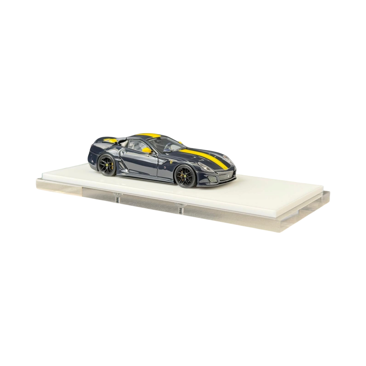 Lot57Supplies Diecast Shop WAM x EDM Ferrari 599 GTO 1:64 scale resin model in dark blue with yellow racing stripe