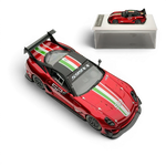 Lot57Supplies Diecast Shop metallic red Ferrari 599XX EVO 1:64 scale diecast model car with white and green racing stripes and number 52.