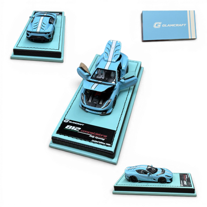 Lot57Supplies Diecast Shop GLAMCRAFT light blue Ferrari 812 Competizione 1:64 scale diecast model with opening parts