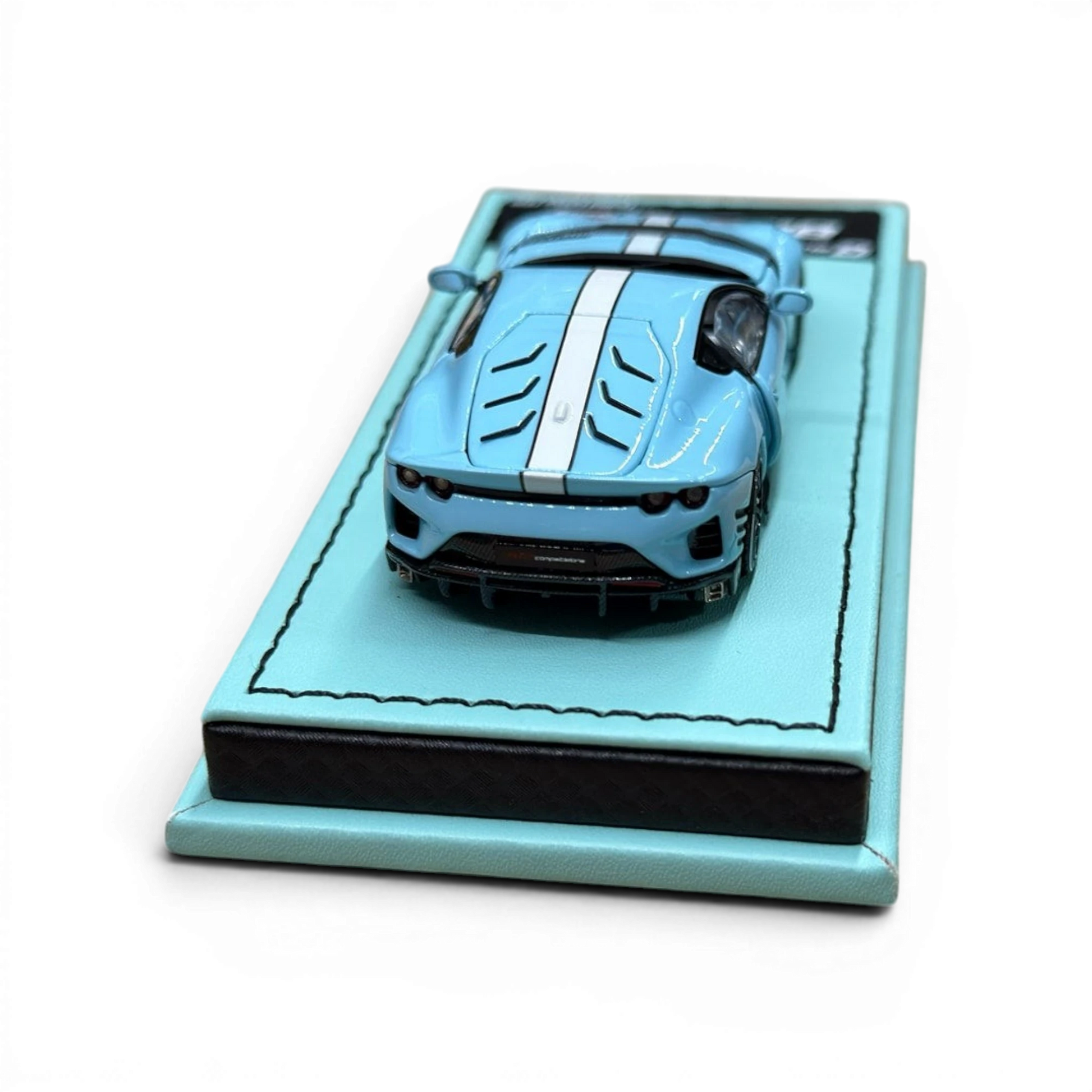 Lot57Supplies Diecast Shop GLAMCRAFT light blue Ferrari 812 Competizione 1:64 scale diecast model with white stripe