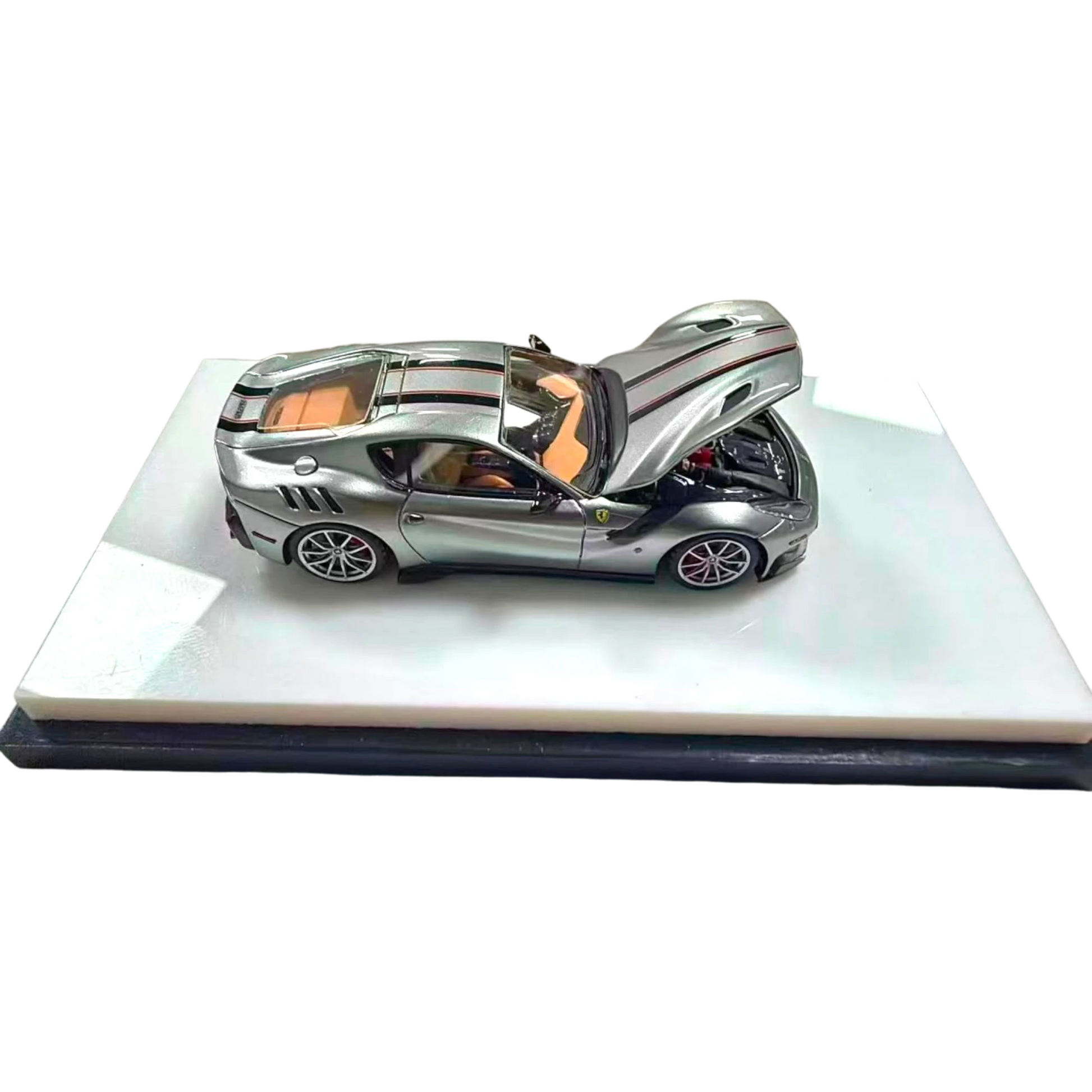 Lot57Supplies Diecast Shop Strive Glow & Dmy 1:64 scale Ferrari F12 TDF resin model in Grigio Ferro with open hood