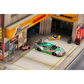 Lot57Supplies Diecast Shop GHOST PLAYER Ferrari F40 diecast model in 7-Eleven livery parked in a miniature garage diorama