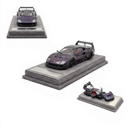 Lot57Supplies Diecast Shop 1:64 scale purple chameleon paint diecast Ferrari F40 model car with full-open features.
