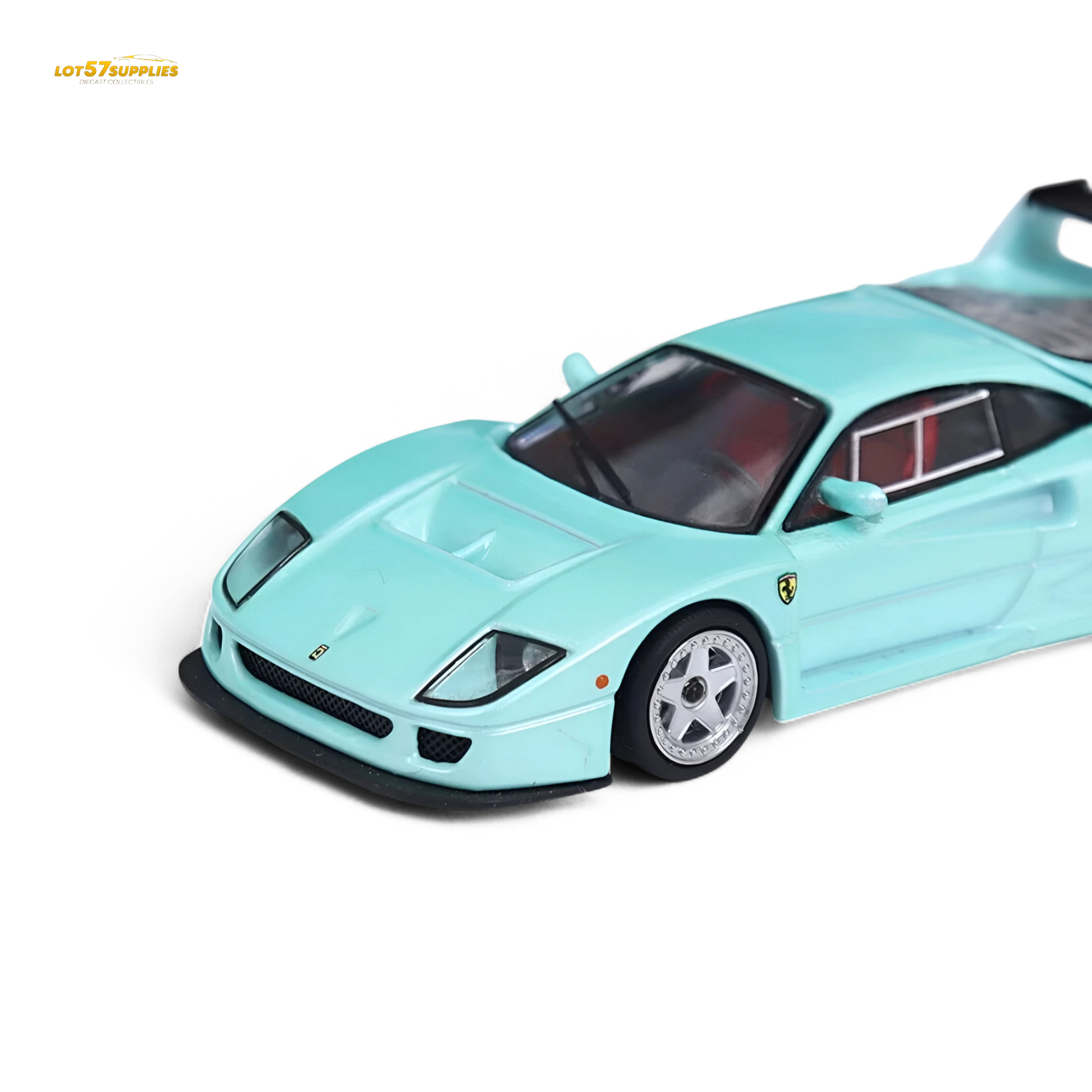 Lot57Supplies Diecast Shop Stance Hunters Ferrari F40 LM 1:64 scale diecast model car in light aqua green