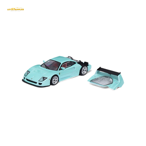 Lot57Supplies Diecast Shop Stance Hunters Ferrari F40 LM 1:64 scale diecast model in light aqua green with engine detail
