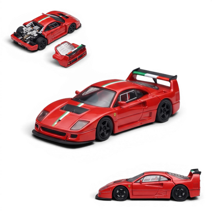Lot57Supplies Diecast Shop Stance Hunters Ferrari F40 LM 1:64 scale diecast model in red with Italian stripe livery