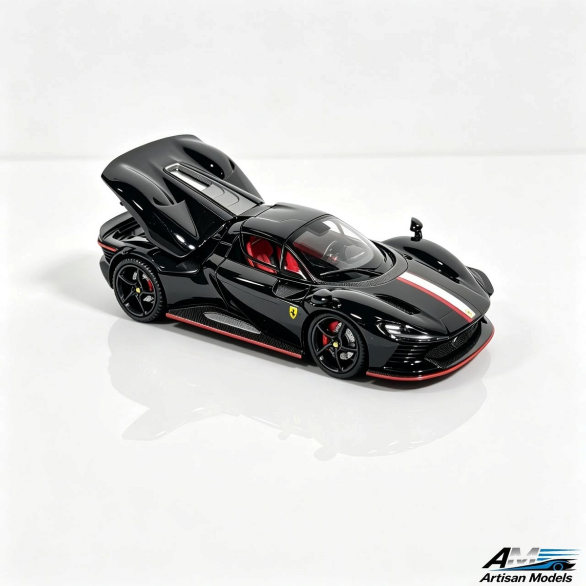 Lot57Supplies Diecast Shop Artisan Models 1:64 scale diecast Ferrari SP3 in gloss black with red interior details