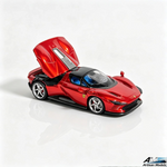 Lot57Supplies Diecast Shop Artisan Models 1:64 scale metallic red Ferrari SP3 diecast car with open engine cover