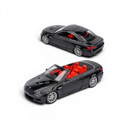 Lot57Supplies Diecast Shop FINE MODEL M3 E93 1:64 scale diecast car in gloss black with a vibrant red interior.