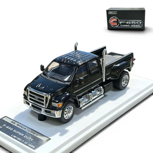 Lot57Supplies Diecast Shop MK Miniatures 1:64 scale Ford F650 Super Duty diecast truck in Agate Black with open tailgate