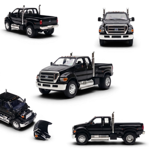MK Miniatures 1:64 scale diecast Ford F650 Super Duty in Agate Black from Lot57Supplies Diecast Shop with opening hood.