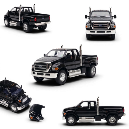 MK Miniatures 1:64 scale diecast Ford F650 Super Duty in Agate Black from Lot57Supplies Diecast Shop with opening hood.