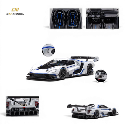 Lot57Supplies Diecast Shop 1:64 scale CM Model Ford GT Mk IV in Frozen White and SonicBlue Pearl J-1 prototype livery