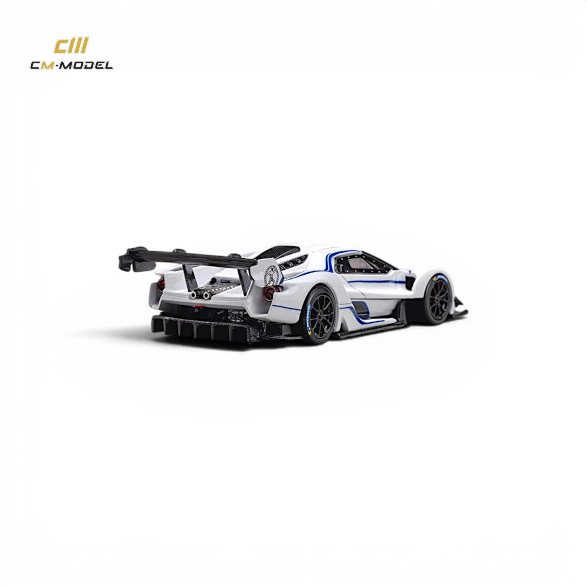 Lot57Supplies Diecast Shop 1:64 scale CM Model Ford GT Mk IV diecast car in frozen white and sonic blue prototype livery