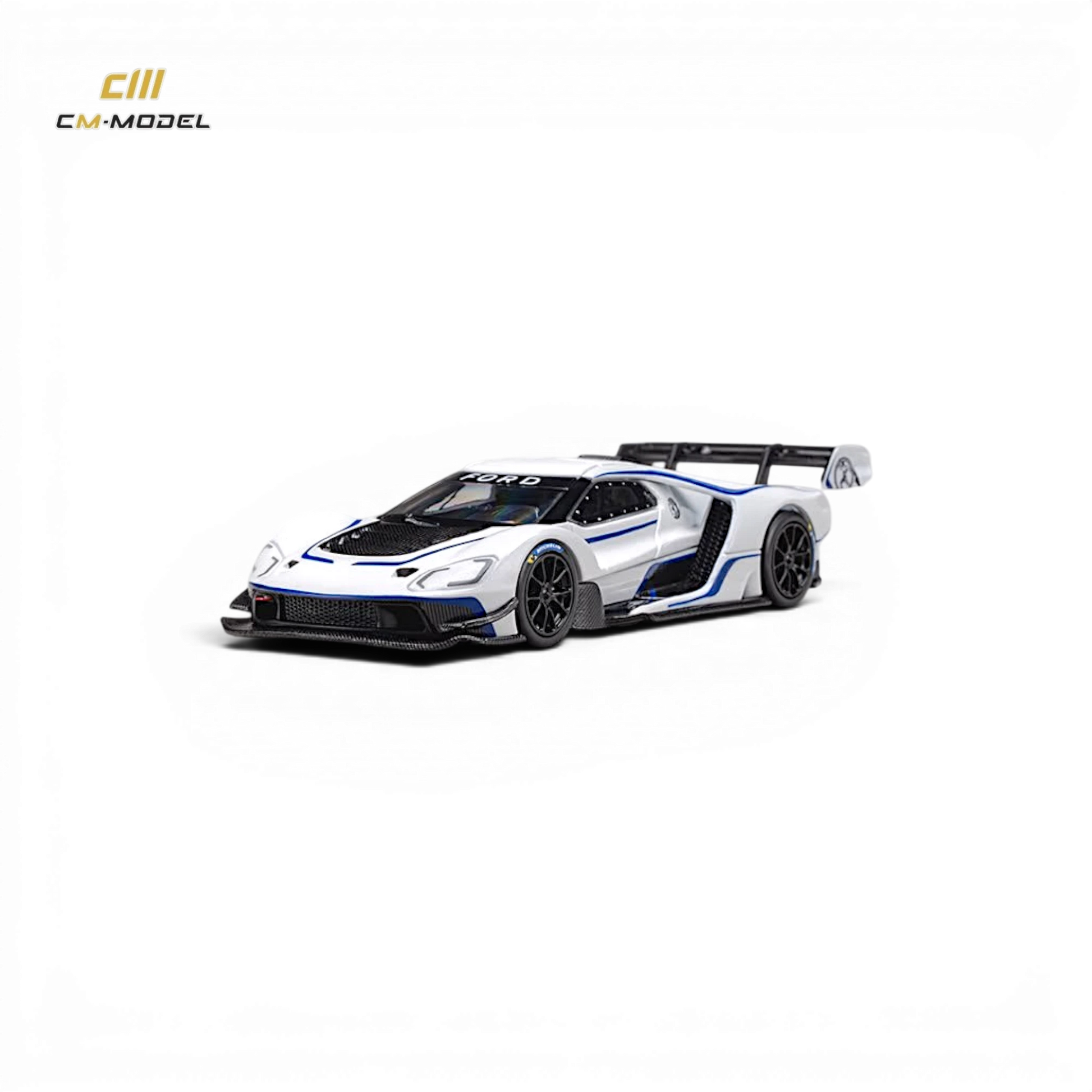 Lot57Supplies Diecast Shop 1:64 scale CM Model Ford GT Mk IV in Frozen White and SonicBlue Pearl J-1 Prototype livery