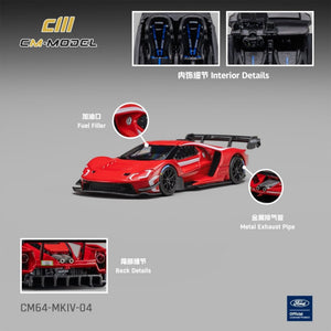 Lot57Supplies Diecast Shop CM Model Ford GT MK4 in Yangon Red 1:64 scale diecast car with detailed interior and exhaust
