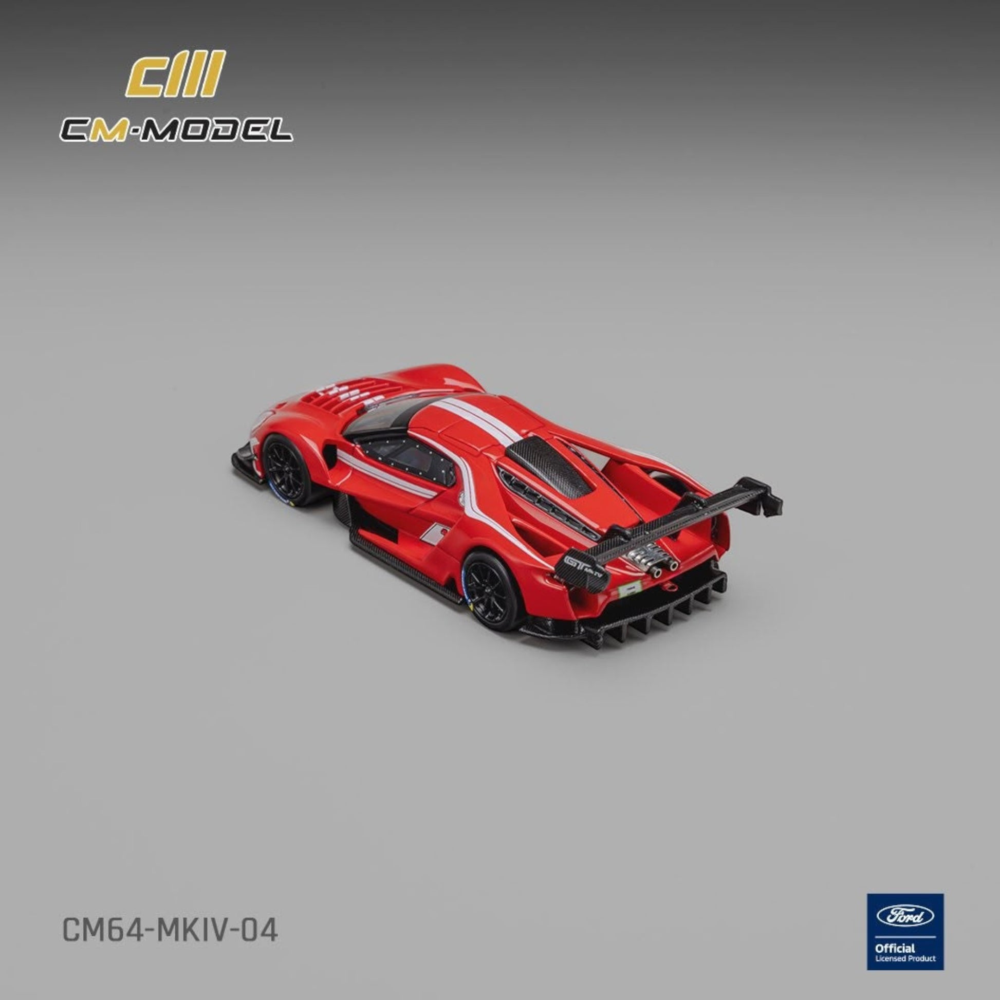 Lot57Supplies Diecast Shop CM Model 1:64 scale Ford GT MK4 diecast car in Yangon Red with white racing stripes