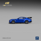 Lot57Supplies Diecast Shop 1:64 scale CM Model Ford GTD in lightning blue with a vivid black hood, side profile view.
