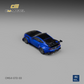 Lot57Supplies Diecast Shop 1:64 scale CM Model Ford GTD in lightning blue with a vivid black hood, rear angle view.