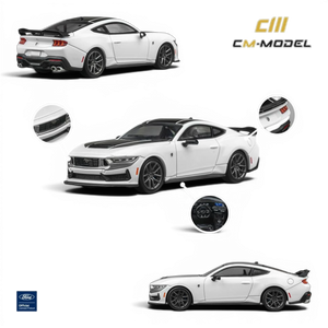 Lot57Supplies Diecast Shop 1:64 Oxford White Ford Mustang Dark Horse alloy model car with black accents and spoiler.