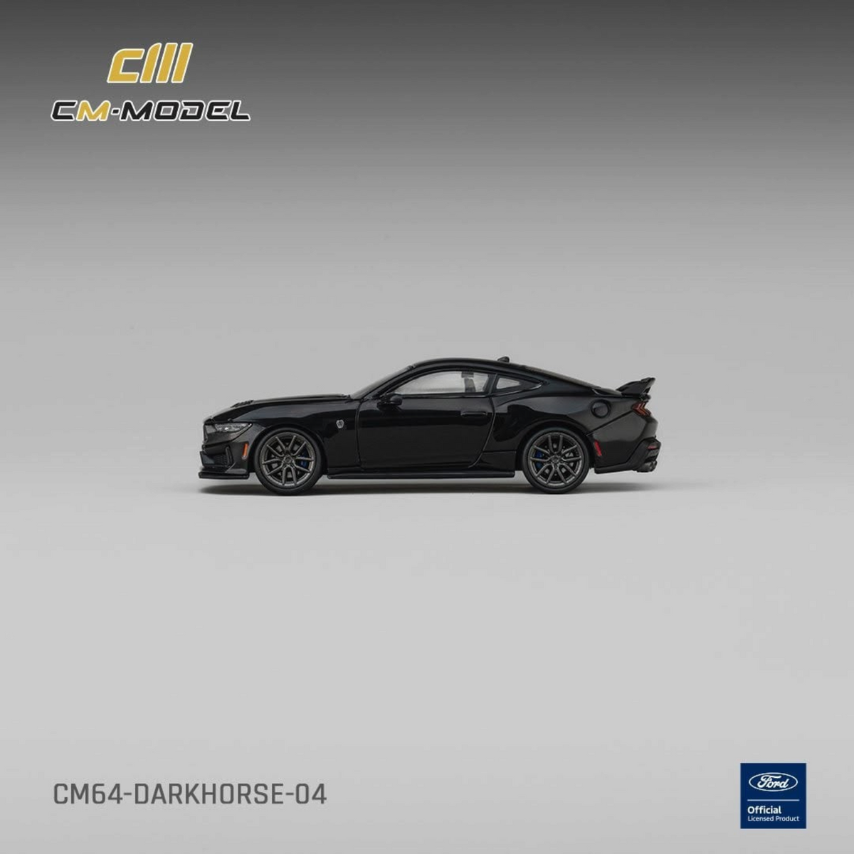 Lot57Supplies Diecast Shop 1:64 scale CM Model Ford Mustang Dark Horse in Shadow Black diecast side view
